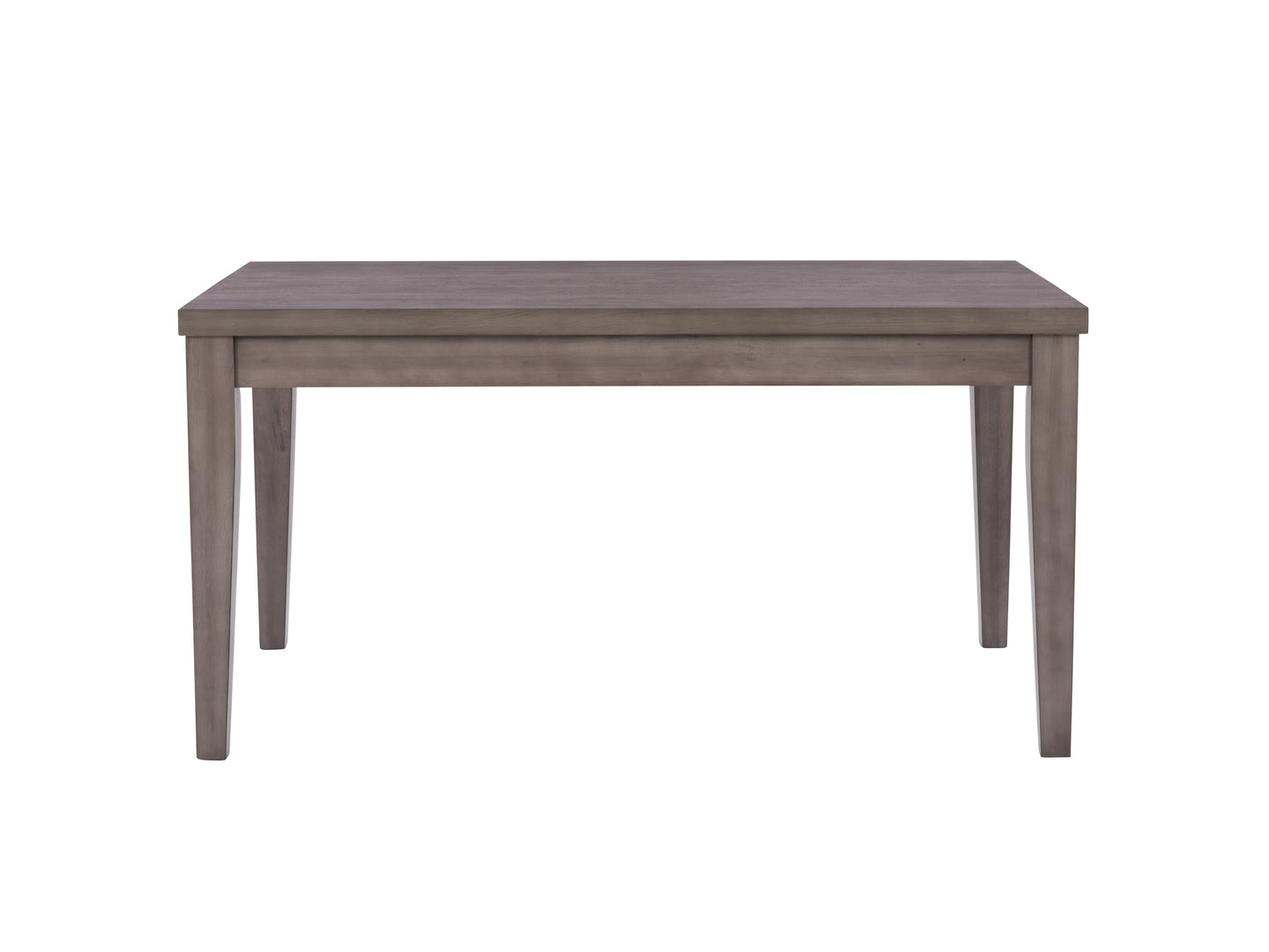 Elegant wooden dining table with a natural oak finish, featuring sleek black metal legs, a smooth rectangular top, and a minimalist modern design, perfect for contemporary dining rooms and kitchens.