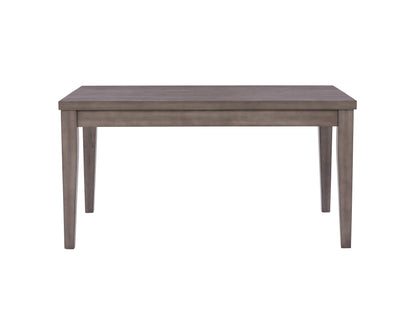 Elegant wooden dining table with a natural oak finish, featuring sleek black metal legs, a smooth rectangular top, and a minimalist modern design, perfect for contemporary dining rooms and kitchens.