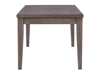 Rectangular wooden dining table with natural oak finish, featuring clean lines, sturdy legs, and a minimalist design, perfect for modern dining rooms.