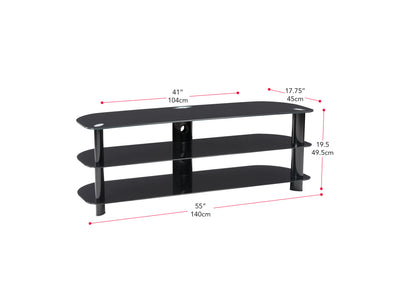 black Glass TV Stand for TVs up to 65" Laguna Collection measurements diagram by CorLiving#color_black