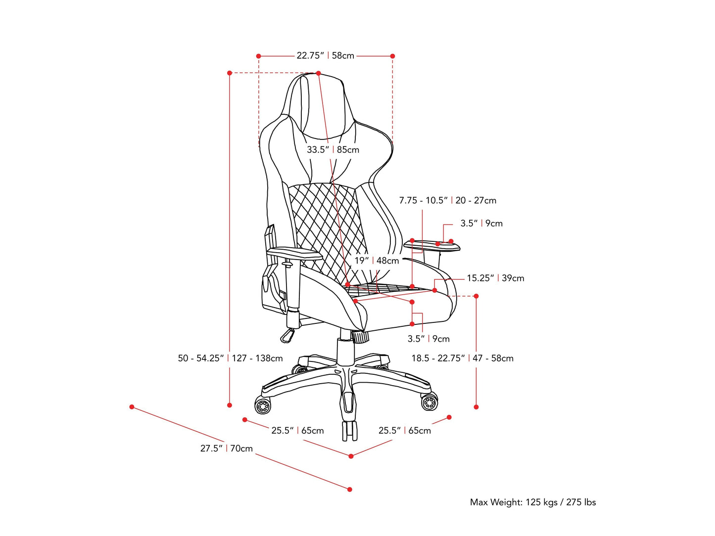 Black and grey gaming reclining chair with ergonomic design, padded armrests, and adjustable headrest for ultimate comfort.