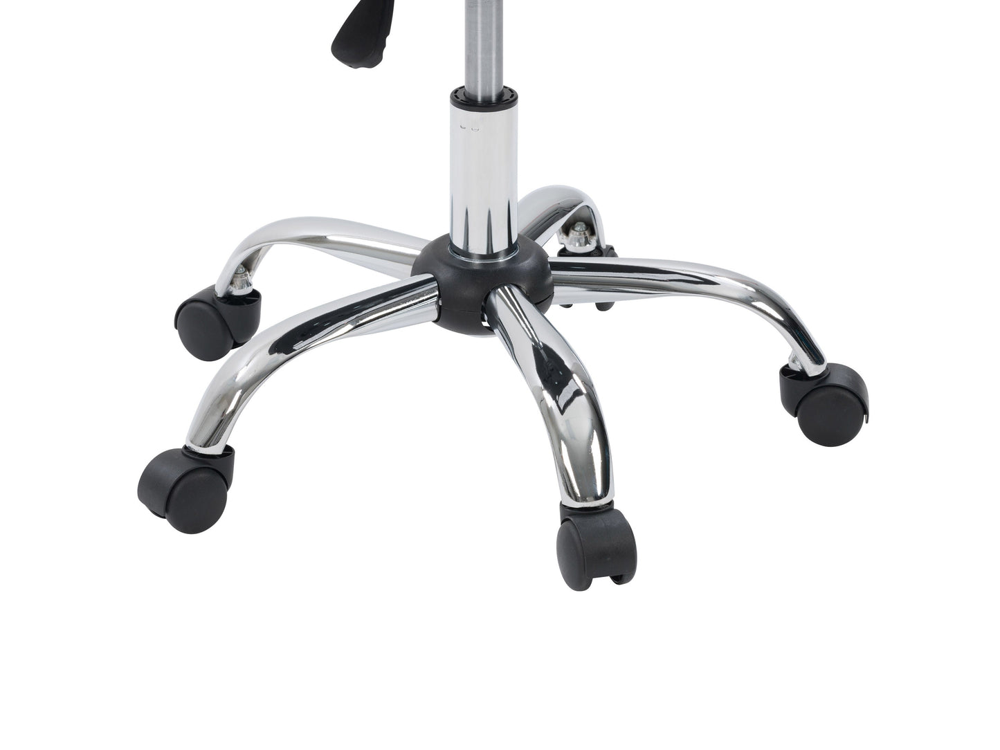 Dark grey armless task chair with ergonomic design and adjustable height, featuring a sleek modern look for office use.
