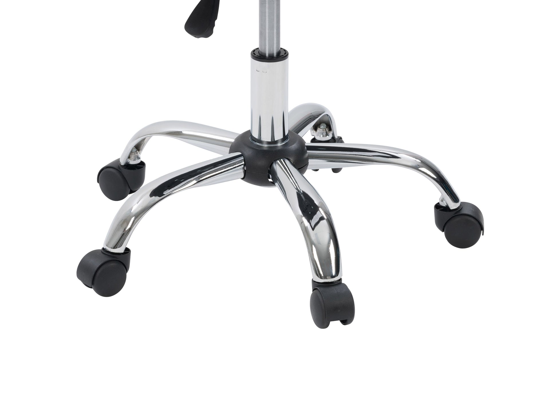 Dark grey armless task chair with ergonomic design and adjustable height, featuring a sleek modern look for office use.