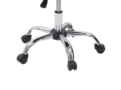 Dark grey armless task chair with ergonomic design and adjustable height, featuring a sleek modern look for office use.