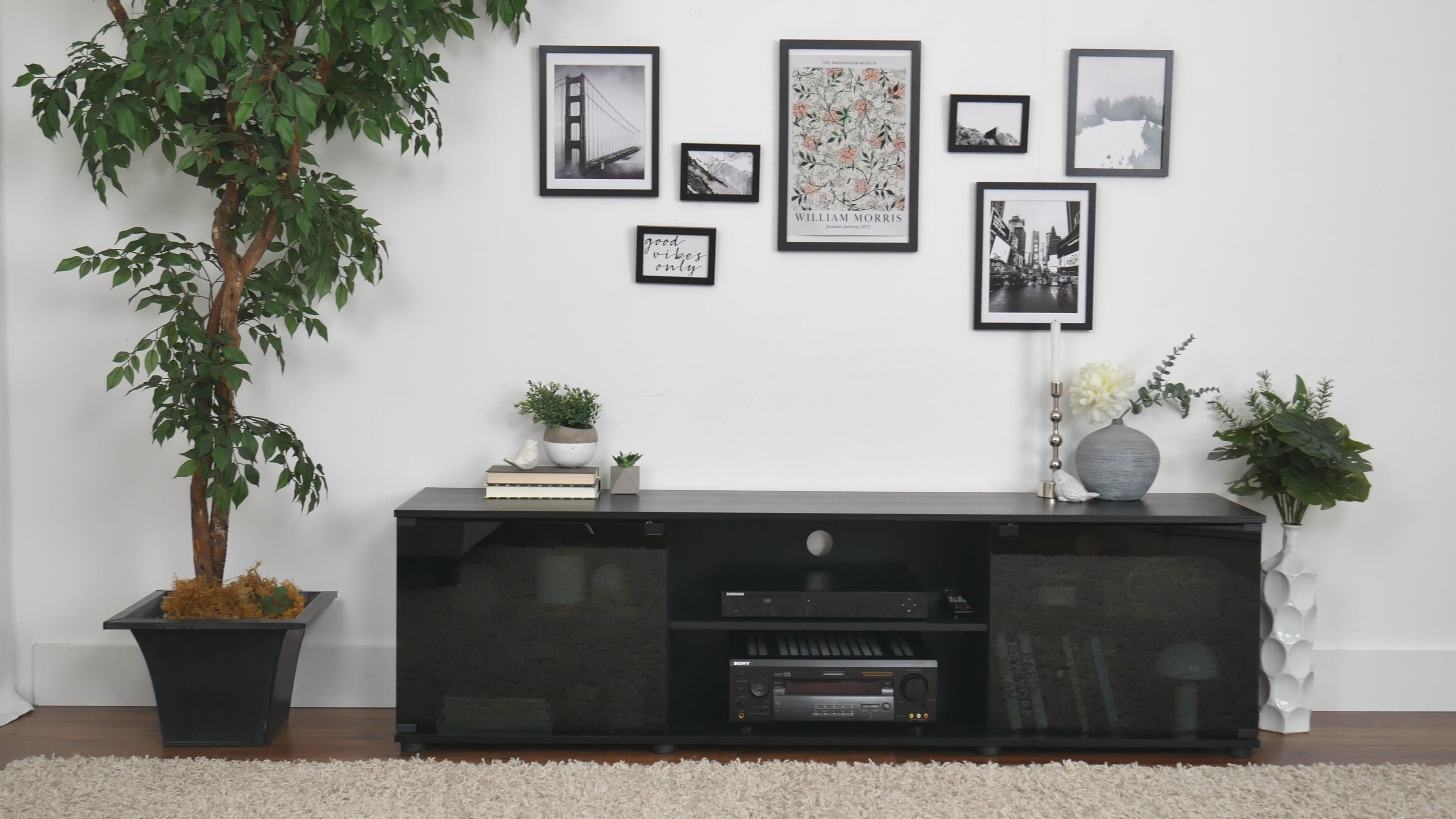TV Stand with Glass Doors for TVs up to 75