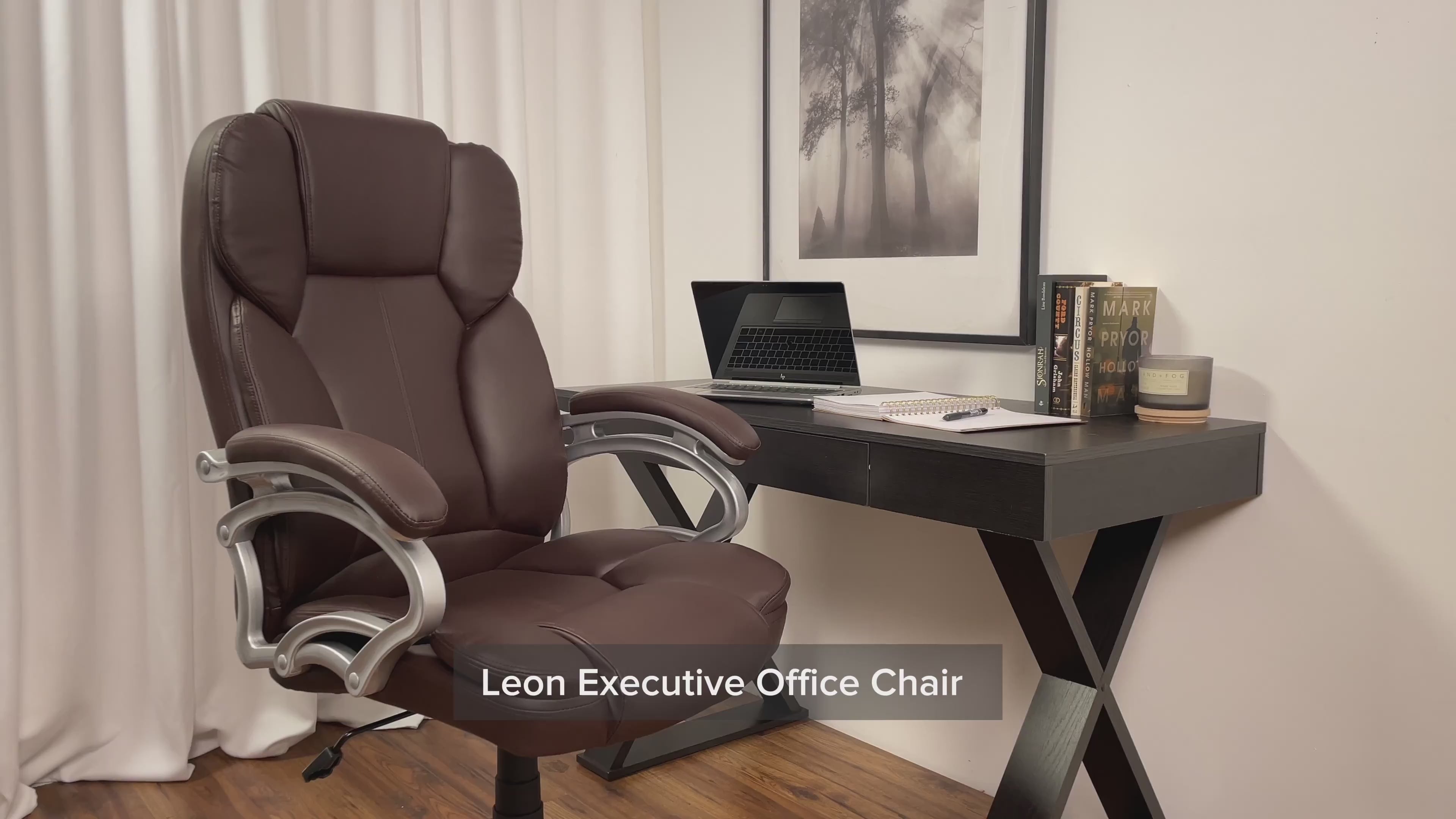 Load video: Leon Cobalt Blue Executive Office Chair Product Video