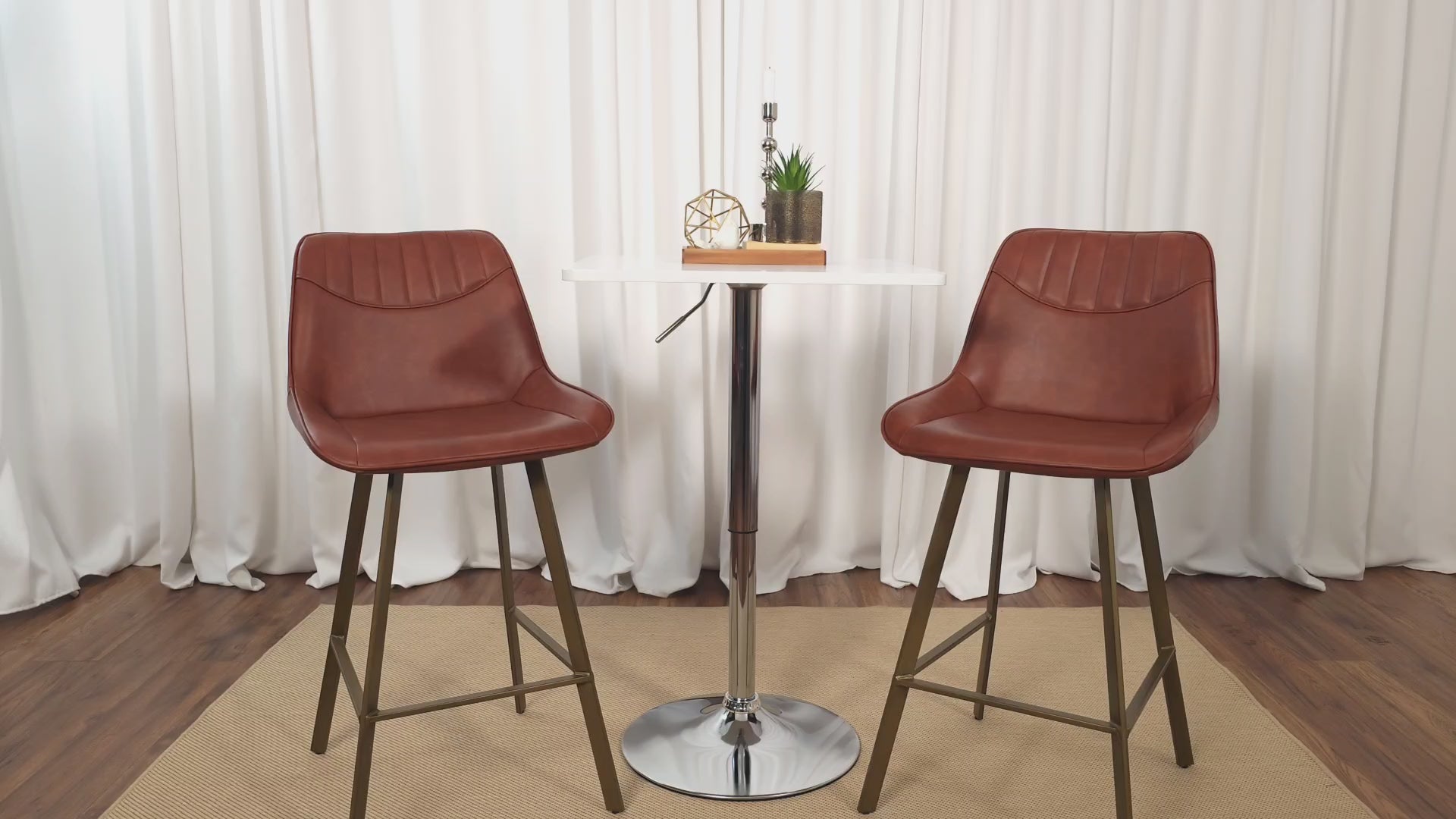 Load video: Bellamy Black Vegan Leather Stools Product Video