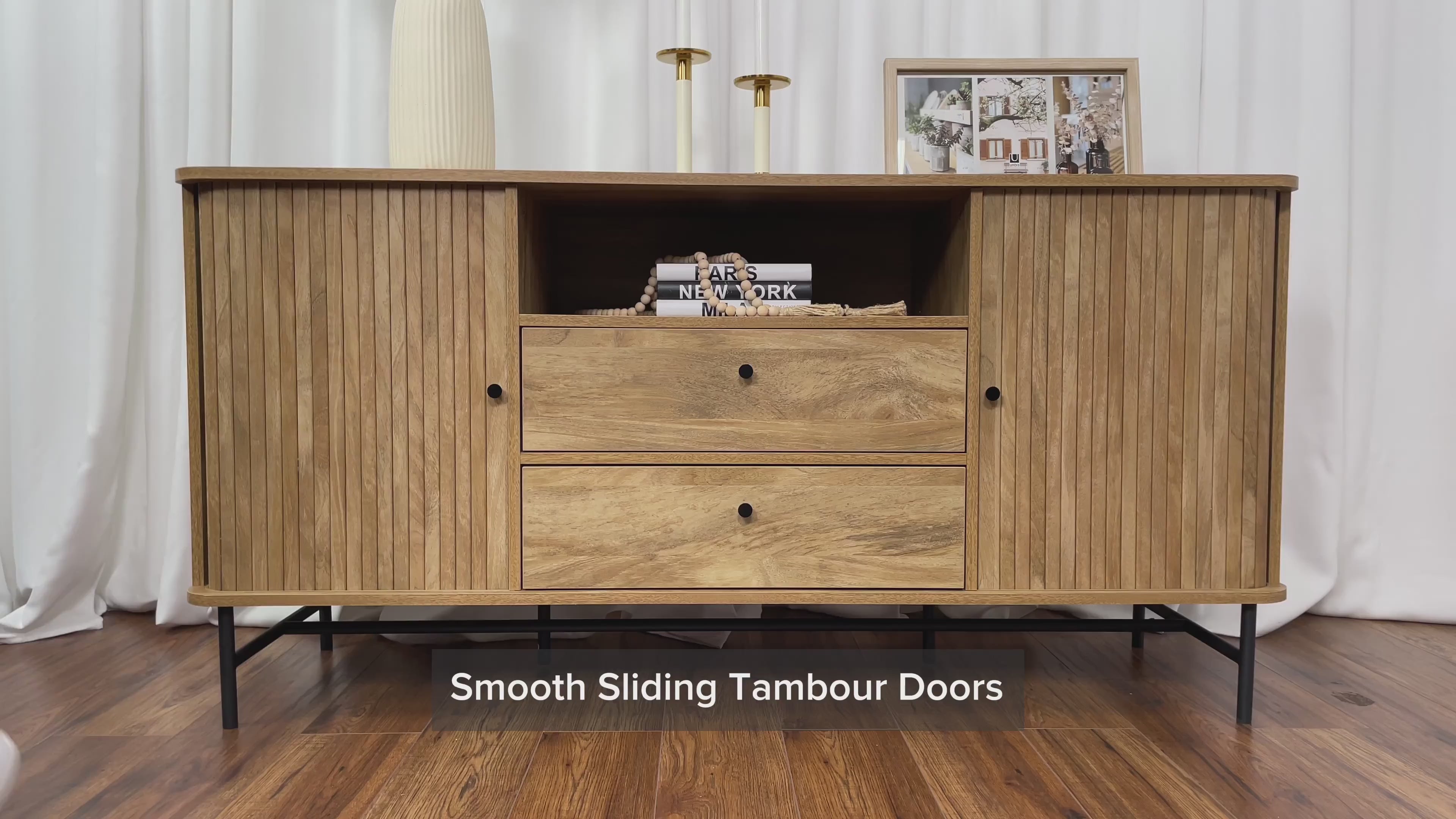 Load video: Hikari Curved Sideboard Buffet Product Video
