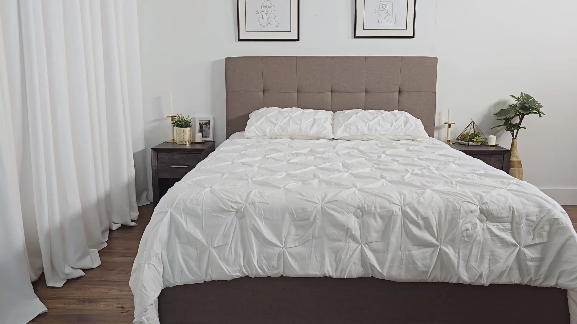 Load video: Monroe Ocean Blue Tufted Queen Fabric Bed Product Video
