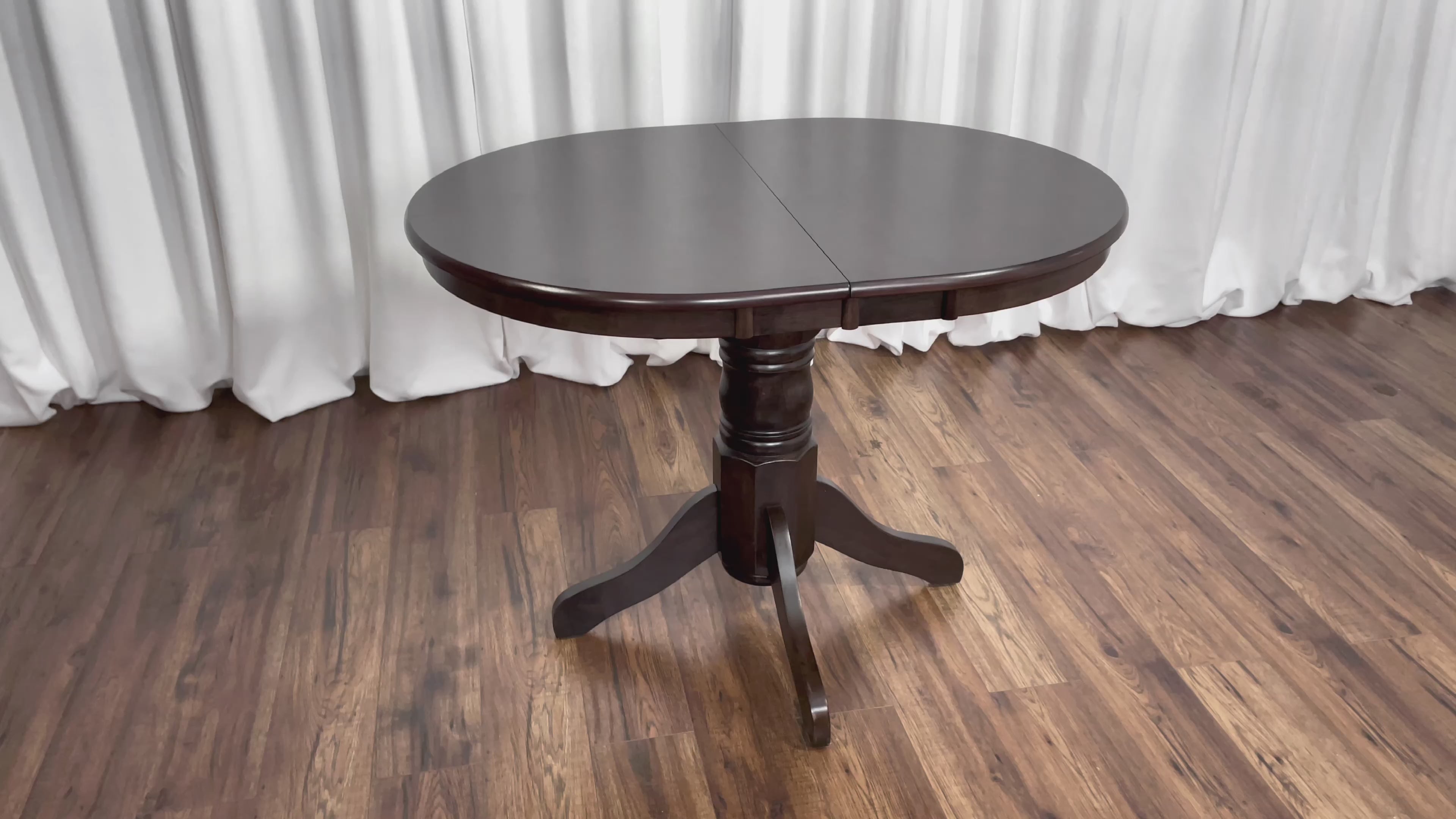 Load video: Dillon Dark Brown and Cream Extendable Oval Dining Table Product Video
