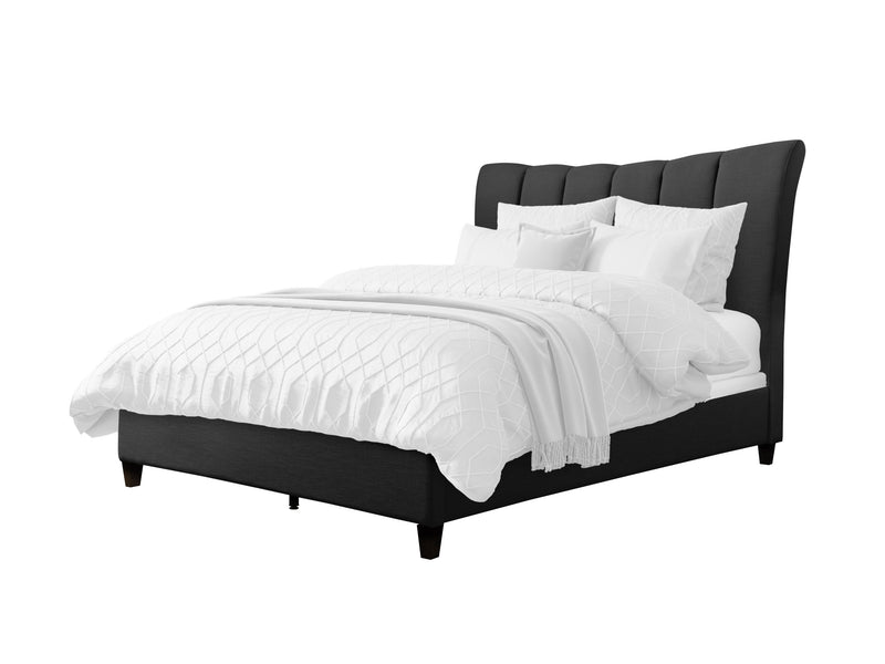 dark grey Channel Tufted Queen Bed Rosewell Collection product image by CorLiving