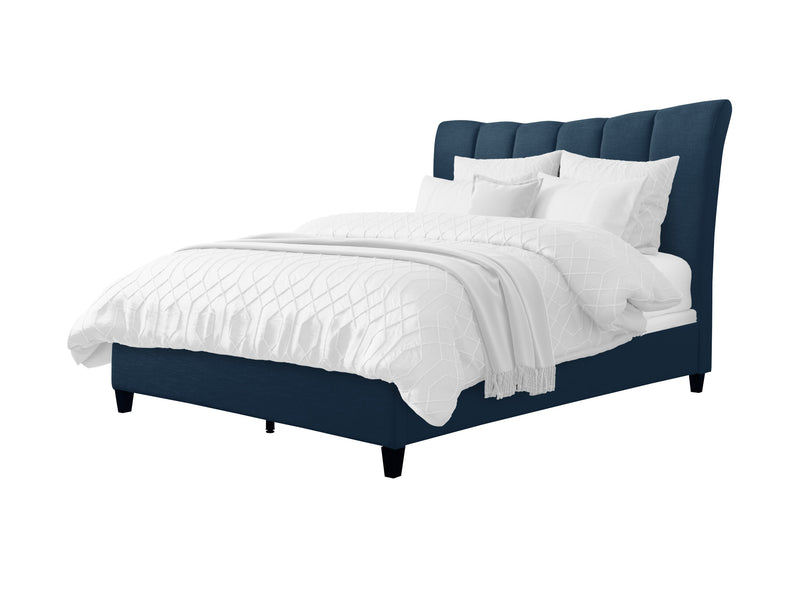 navy blue Channel Tufted Double / Full Bed Rosewell Collection product image by CorLiving