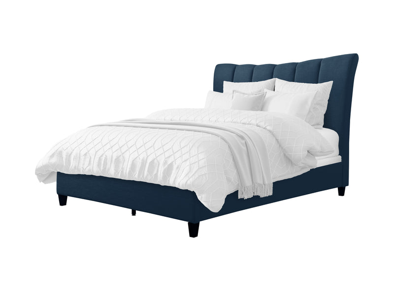 navy blue Channel Tufted Queen Bed Rosewell Collection product image by CorLiving