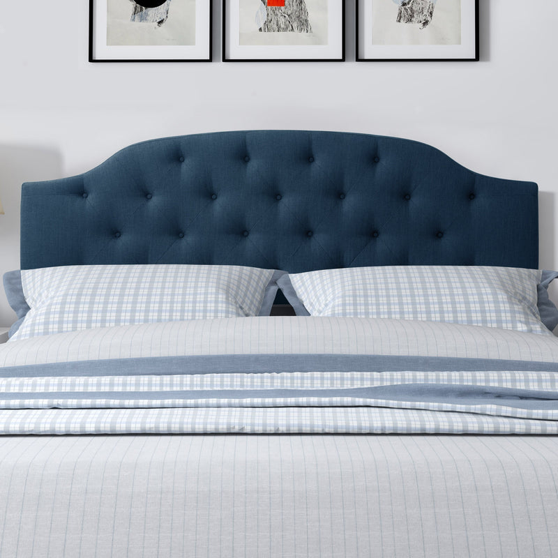 navy blue Diamond Tufted Headboard, King Calera Collection lifestyle scene by CorLiving
