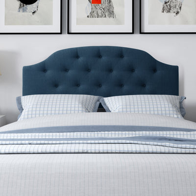 navy blue Diamond Tufted Headboard, Queen Calera Collection lifestyle scene by CorLiving#color_navy-blue