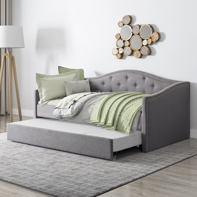 grey Twin Daybed with Trundle Amara Collection lifestyle scene by CorLiving#color_grey