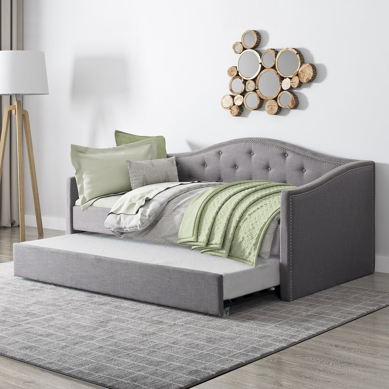 grey Twin Daybed with Trundle Amara Collection lifestyle scene by CorLiving