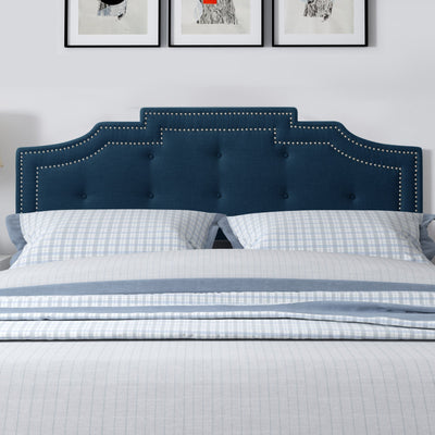 navy blue Padded Headboard, King Aspen Collection lifestyle scene by CorLiving#color_navy-blue