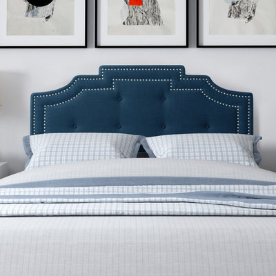 navy blue Padded Headboard, Queen Aspen Collection lifestyle scene by CorLiving#color_navy-blue