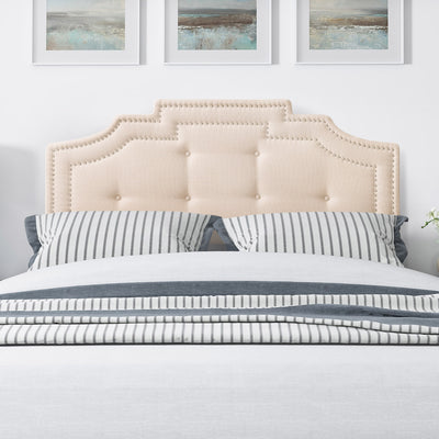 cream Padded Headboard, Queen Aspen Collection lifestyle scene by CorLiving#color_cream