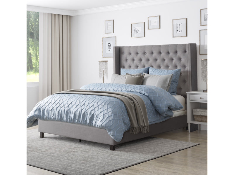 grey Tufted King Bed Fairfield Collection lifestyle scene by CorLiving