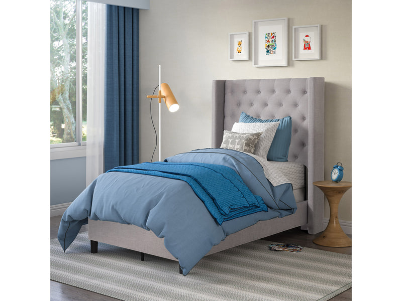 grey Tufted Twin / Single Bed Fairfield Collection lifestyle scene by CorLiving