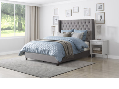 grey Tufted King Bed with Slats Fairfield Collection lifestyle scene by CorLiving#color_grey