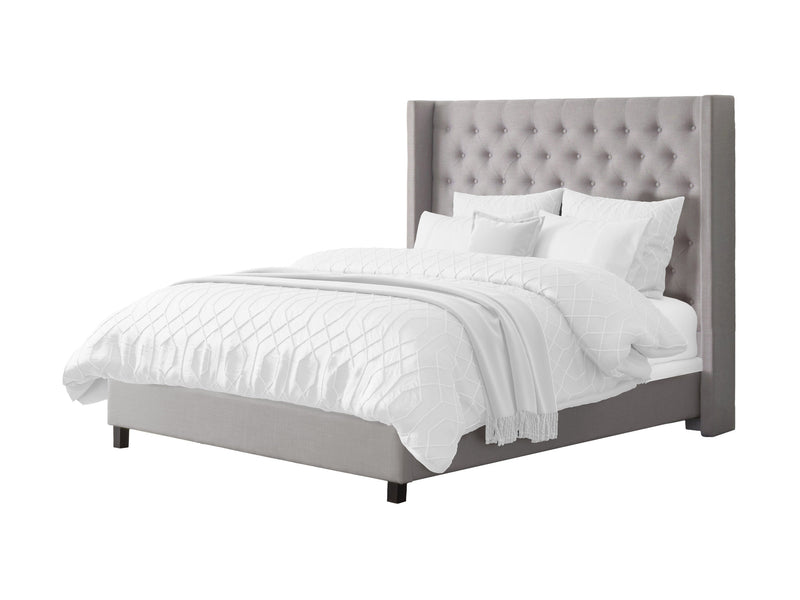 grey Tufted Queen Bed with Slats Fairfield Collection product image by CorLiving