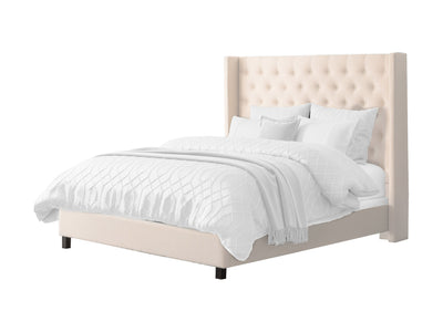 cream Tufted Queen Bed with Slats Fairfield Collection product image by CorLiving#color_cream
