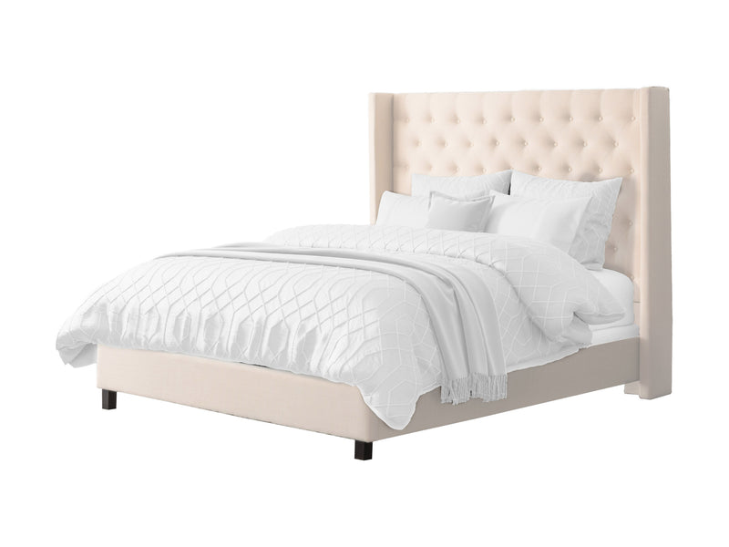 cream Tufted Queen Bed with Slats Fairfield Collection product image by CorLiving