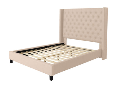 cream Tufted Queen Bed with Slats Fairfield Collection product image by CorLiving#color_cream