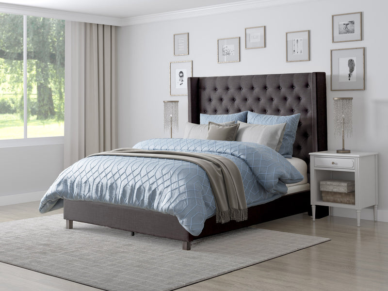 dark grey Tufted King Bed Fairfield Collection lifestyle scene by CorLiving