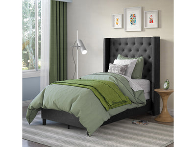 dark grey Tufted Twin / Single Bed Fairfield Collection lifestyle scene by CorLiving#color_dark-grey