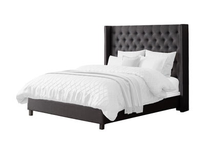dark grey Tufted King Bed with Slats Fairfield Collection product image by CorLiving#color_dark-grey