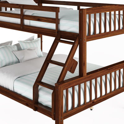 walnut brown Twin Over Full Bunk Bed Dakota Collection detail image by CorLiving#color_walnut-brown