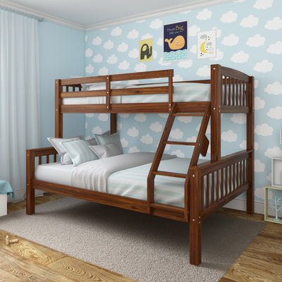 walnut brown Twin Over Full Bunk Bed Dakota Collection lifestyle scene by CorLiving#color_walnut-brown