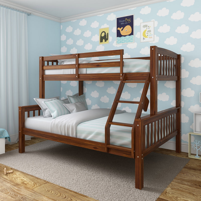 walnut brown Twin Over Full Bunk Bed Dakota Collection lifestyle scene by CorLiving