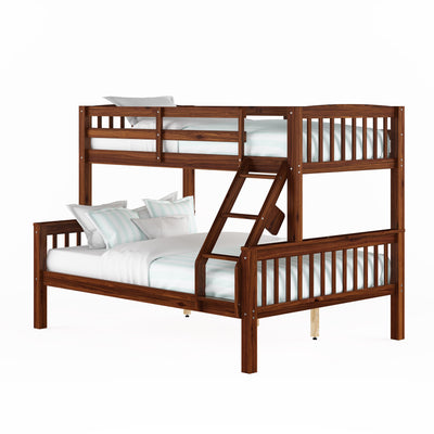 walnut brown Twin Over Full Bunk Bed Dakota Collection product image by CorLiving#color_walnut-brown