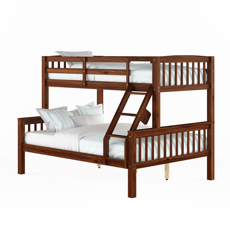 walnut brown Twin Over Full Bunk Bed Dakota Collection product image by CorLiving