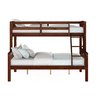 walnut brown Twin Over Full Bunk Bed Dakota Collection product image by CorLiving#color_walnut-brown