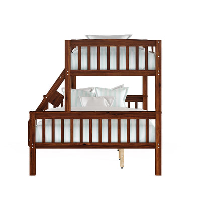 walnut brown Twin Over Full Bunk Bed Dakota Collection product image by CorLiving#color_walnut-brown
