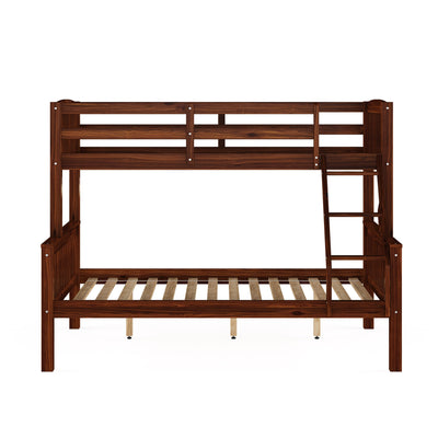 walnut brown Twin Over Full Bunk Bed Dakota Collection product image by CorLiving#color_walnut-brown