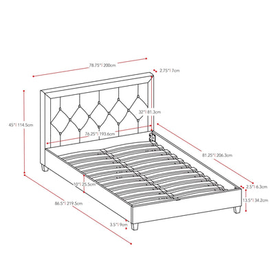 brown King Bed Frame with Headboard CorLiving Collection measurements diagram by CorLiving#color_brown