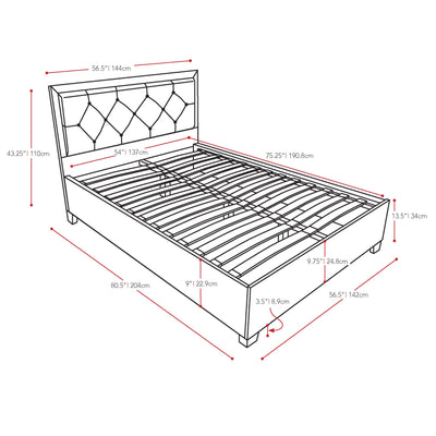 black Double / Full Panel Bed CorLiving Collection measurements diagram by CorLiving#color_black