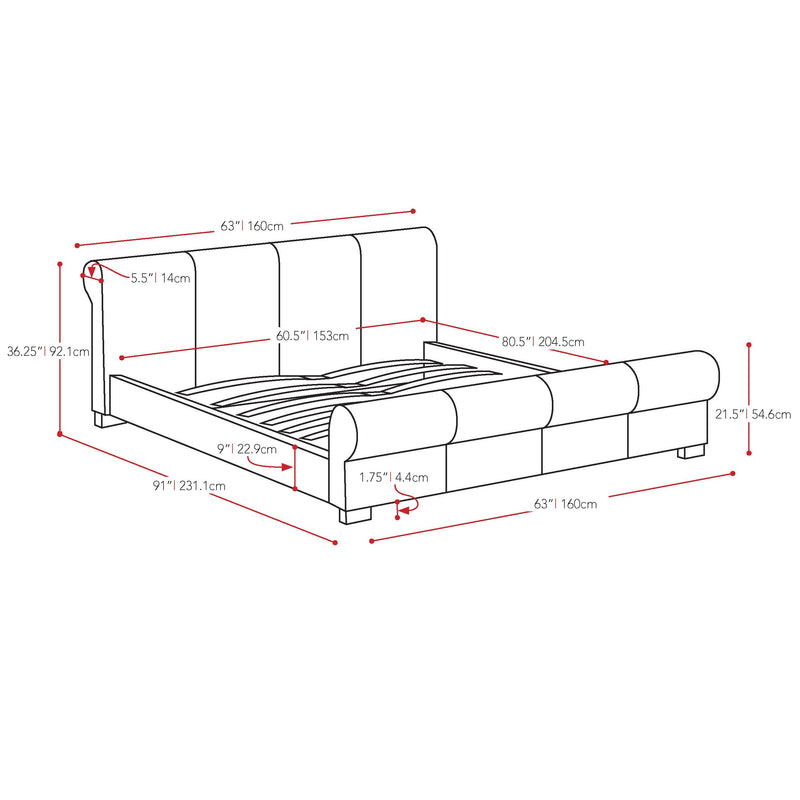 white Double / Full Bed San Antonio Collection measurements diagram by CorLiving