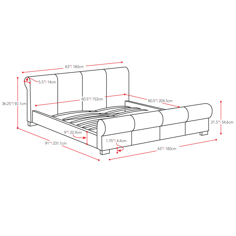black Double / Full Bed San Antonio Collection measurements diagram by CorLiving