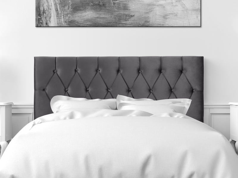 dark grey Velvet Headboard, Queen Catalina Collection lifestyle scene by CorLiving