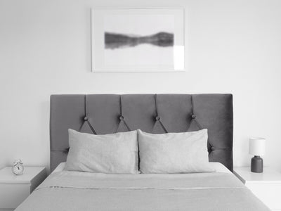 dark grey Velvet Headboard, Twin / Single Catalina Collection lifestyle scene by CorLiving#color_dark-grey