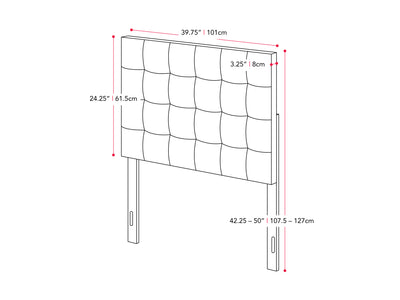 blue Modern Headboard, Twin / Single Valencia Collection measurements diagram by CorLiving#color_blue