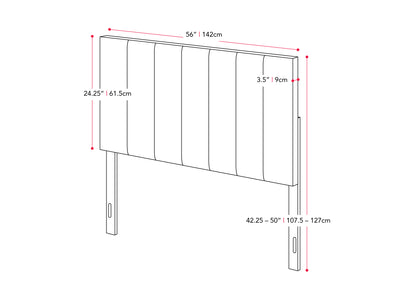 cream Panel Headboard, Full/Double Helena Collection measurements diagram by CorLiving#color_cream